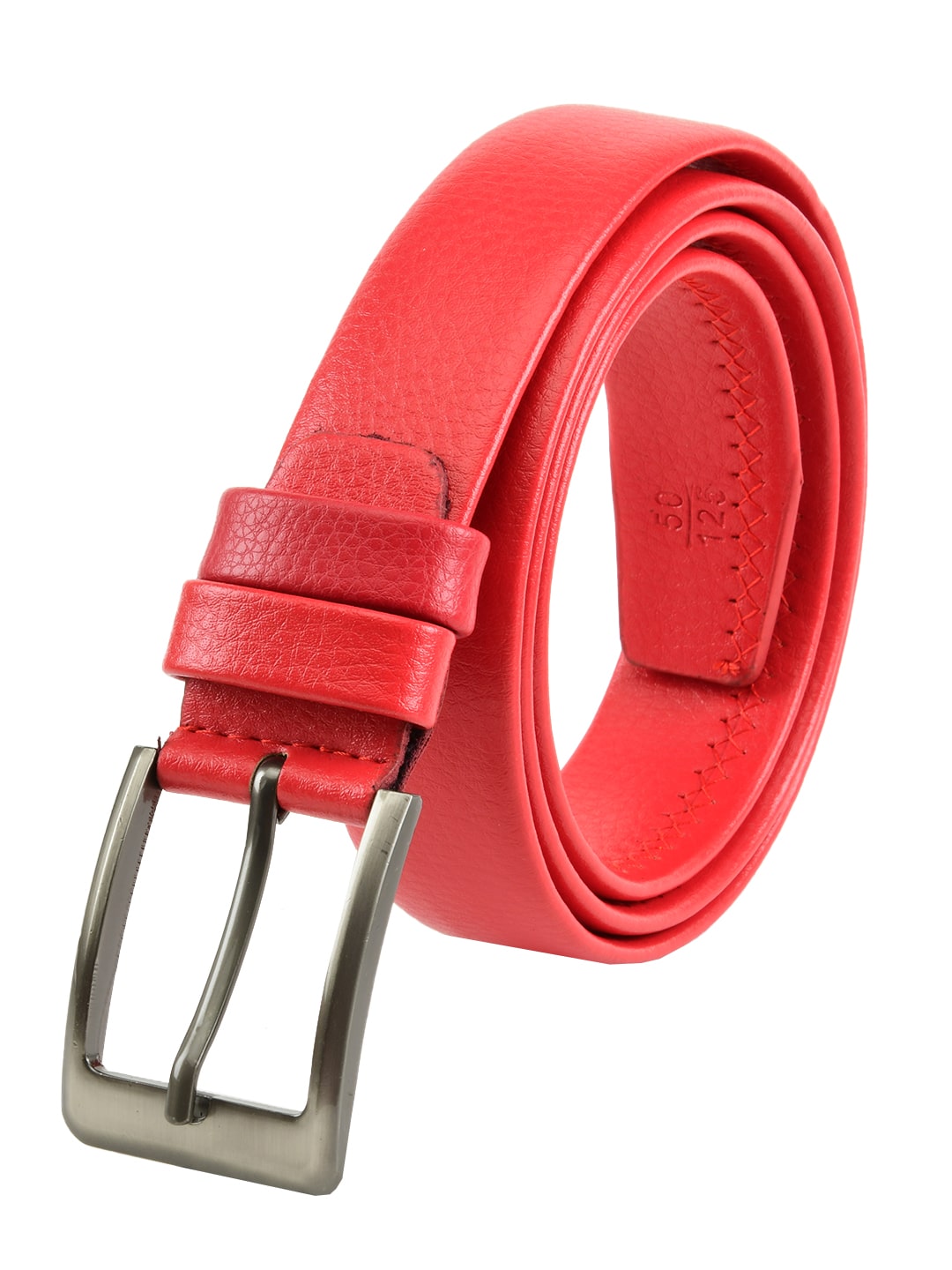 

Winsome Deal Men s Artificial Leather Solid Textured Red Formal Belt