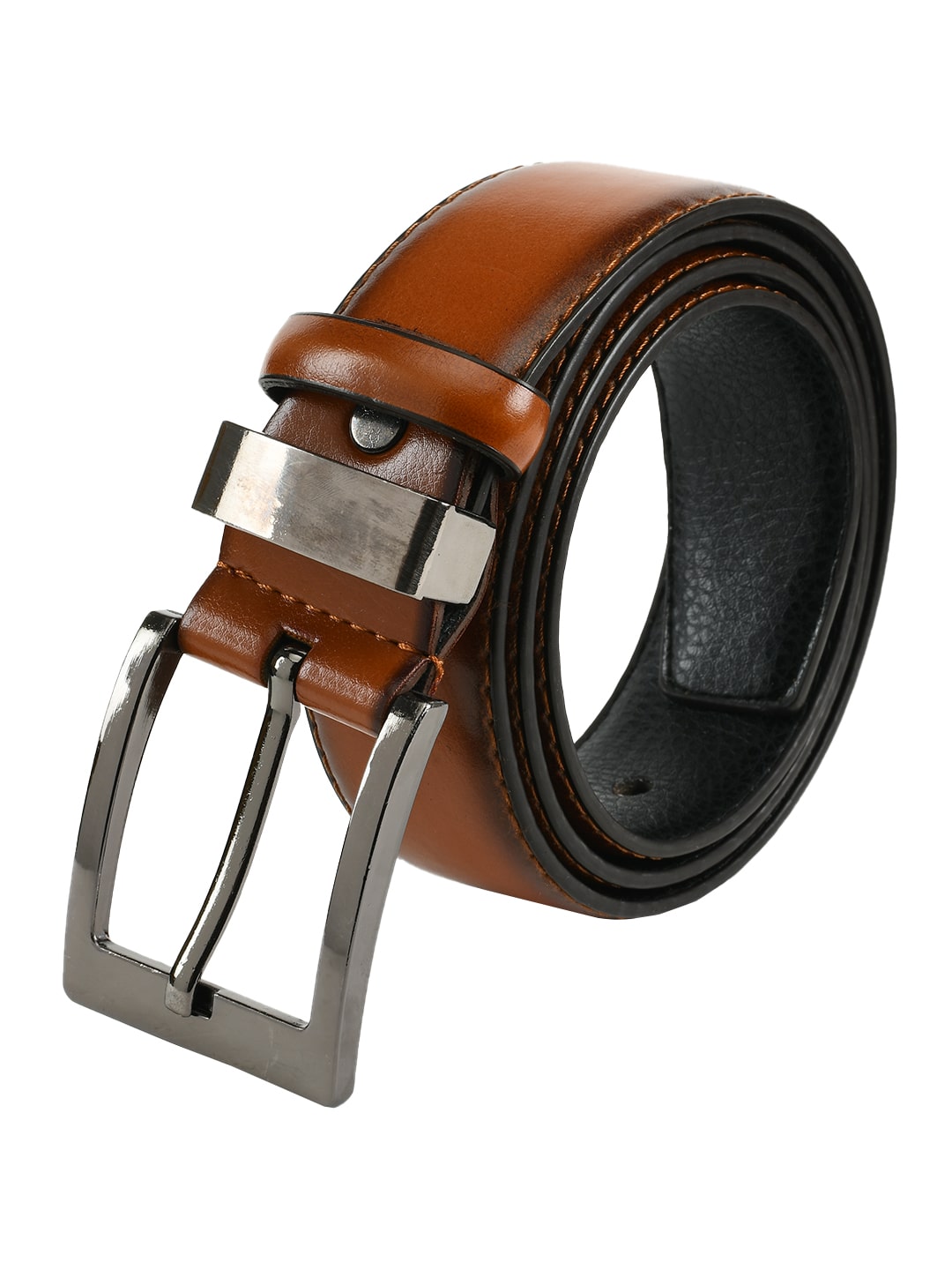 

Winsome Deal Formal Artificial Leather Tan Pin Hole Buckle Belt for Men s