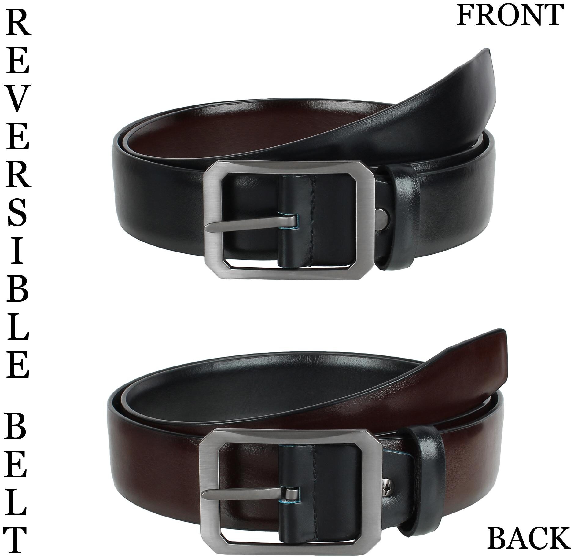 

Winsome Deal Mens Formal Artificial Leather Reversable Multi Color Belt