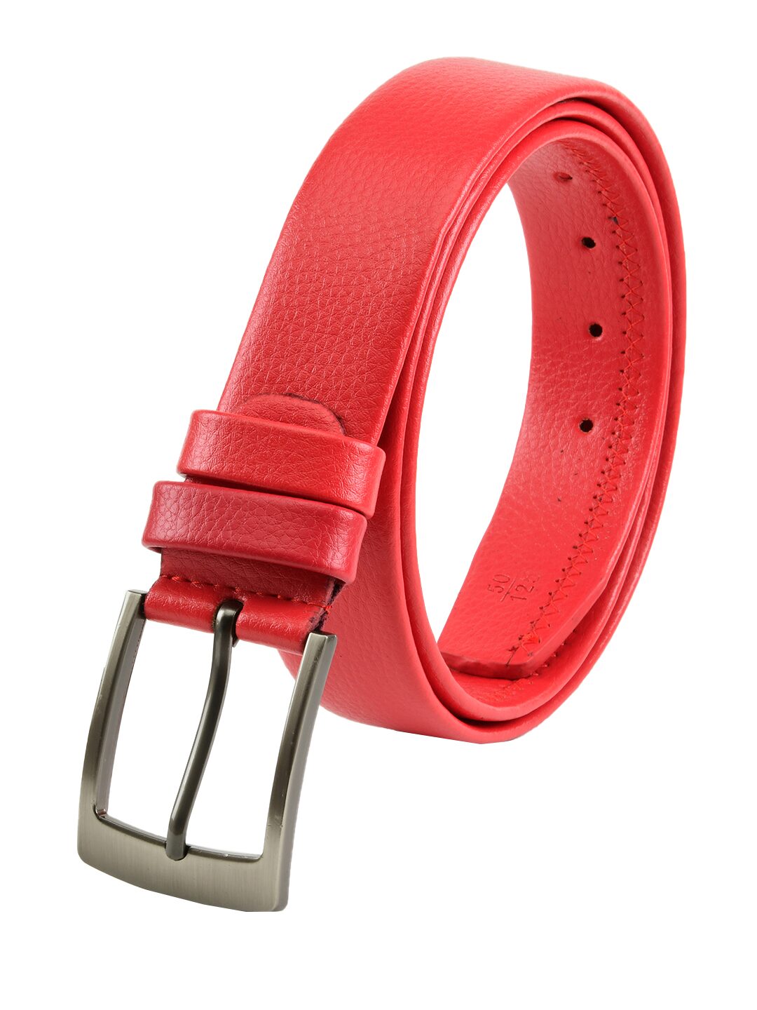 

Winsome Deal Men s Artificial Leather Solid Textured Red Formal Belt