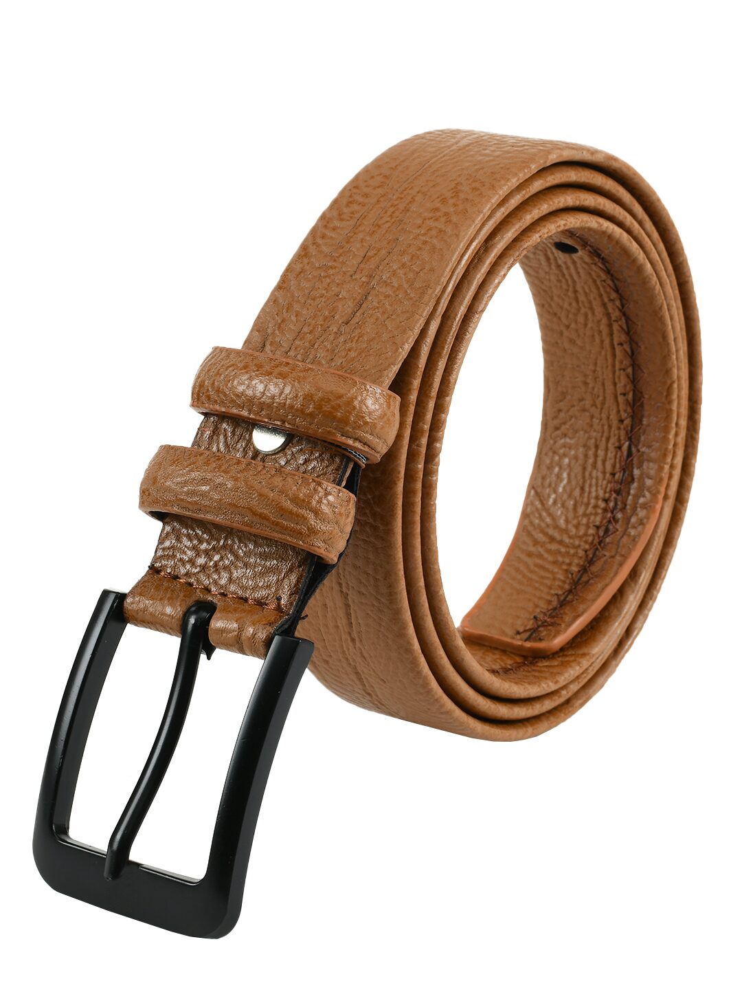 

Winsome Deal Formal Artificial Leather Tan Pin Hole Buckle Belt for Men s