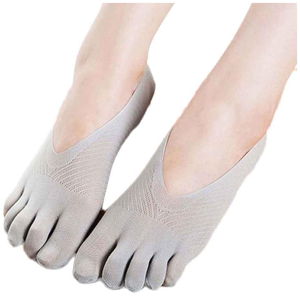 

Women Ankle Five Finger Toe Cotton Invisible Hosiery Boat Socks (Grey)