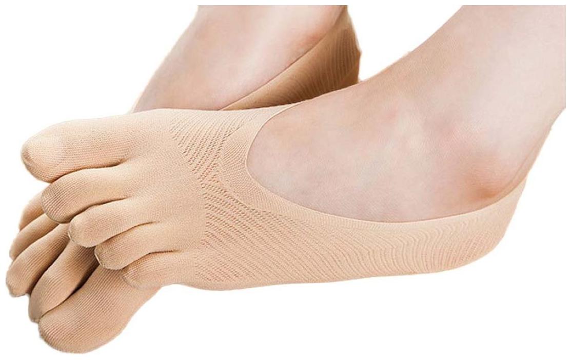 

Women Ankle Five Finger Toe Cotton Invisible Hosiery Boat Socks (Beige)