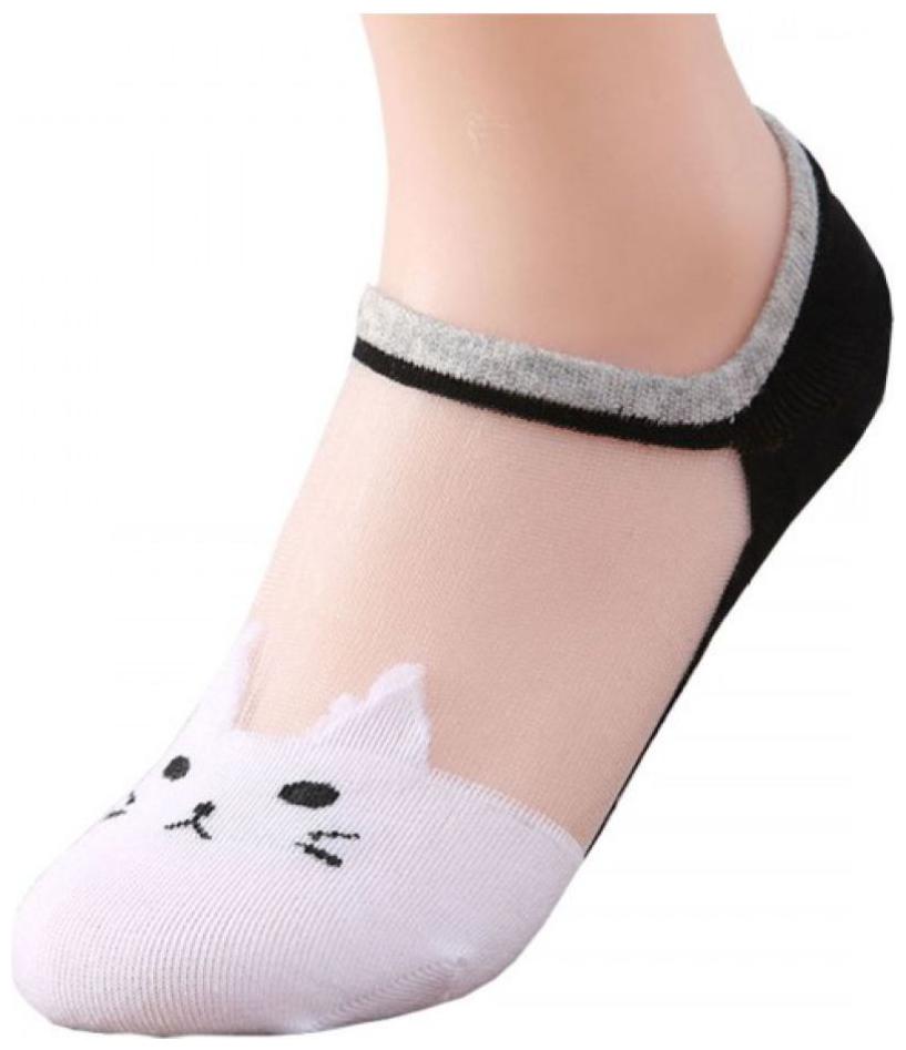 

Women s Casual Cute Cartoon Cat Ankle Low Cut Invisible Silk Cotton Sock-1 Pair