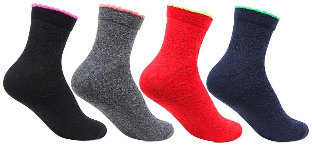 

Womens Cotton Multicolor Ankle Length Pack of 4 Pairs Casual Socks