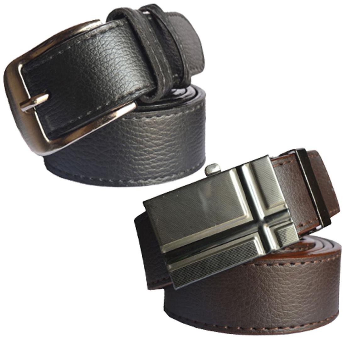 

Ws deal mens black leatherlite needle pin point buckle belt with brown leatherlite auto lock buckle belt (combo) size form 28 to 40