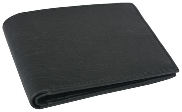 Ws deal mens black leatherlite needle pin point buckle belt with black bifold synthetic leather wallet (combo) size form 28 to 40