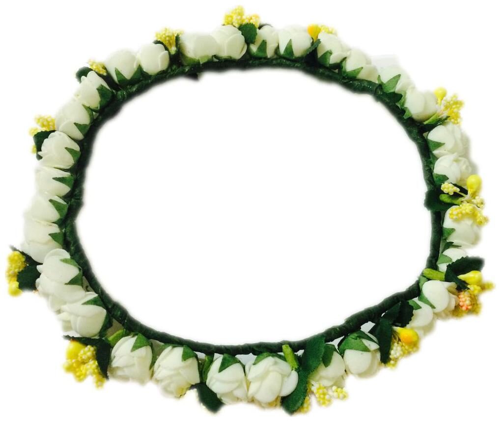 

Yellow And White Fabric Floral Crown Tiara For Girls