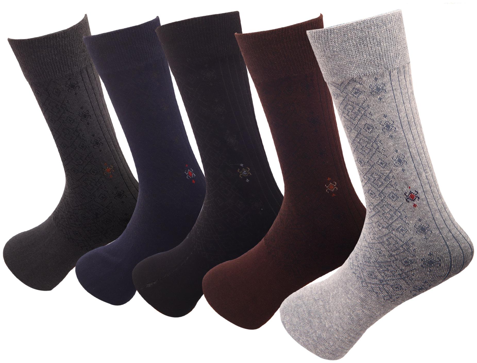 

YJ FASHION Multi Cotton Calf length socks ( Pack of 5 )