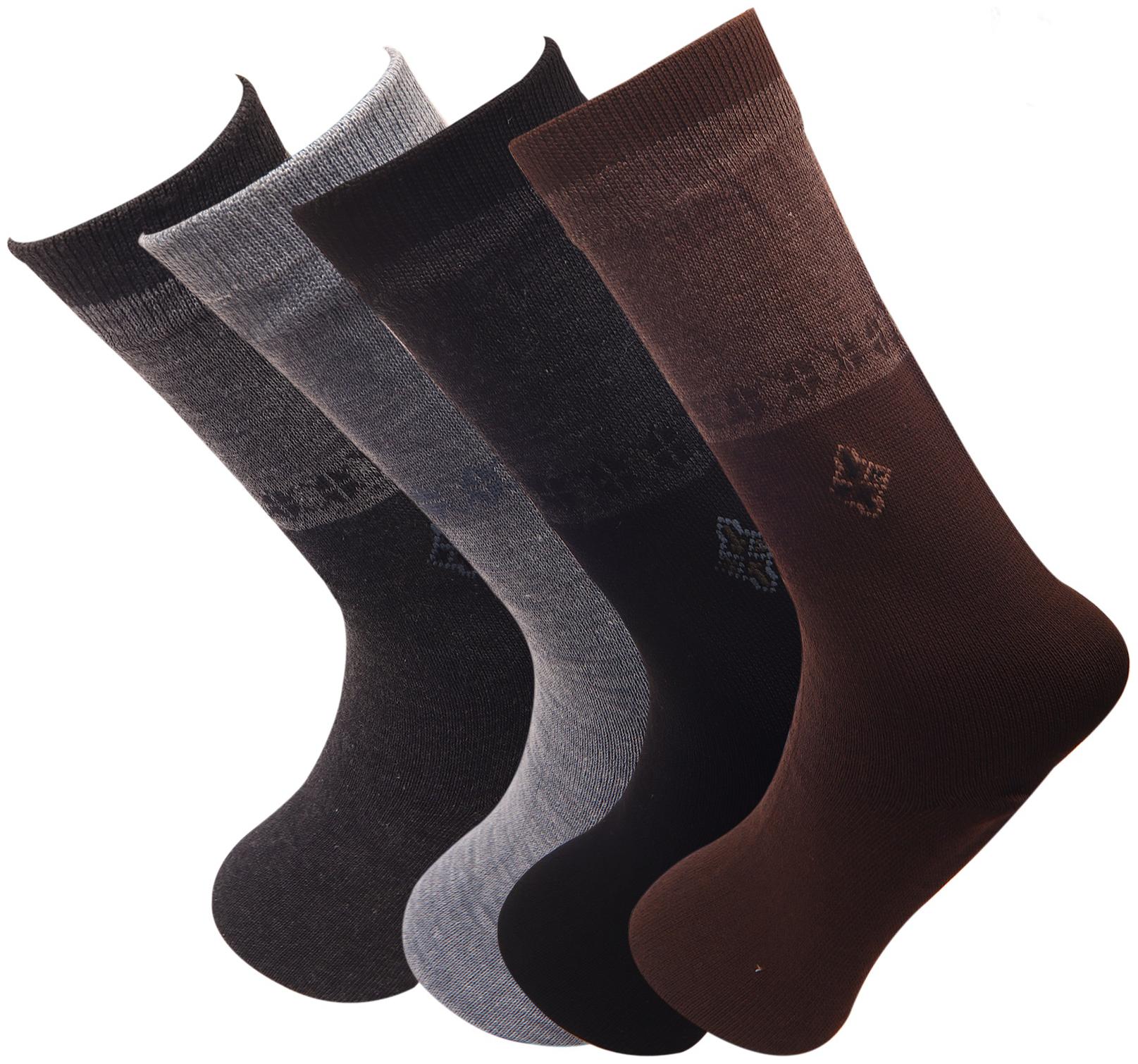 

YJ FASHION Multi Cotton Calf length socks ( Pack of 4 )