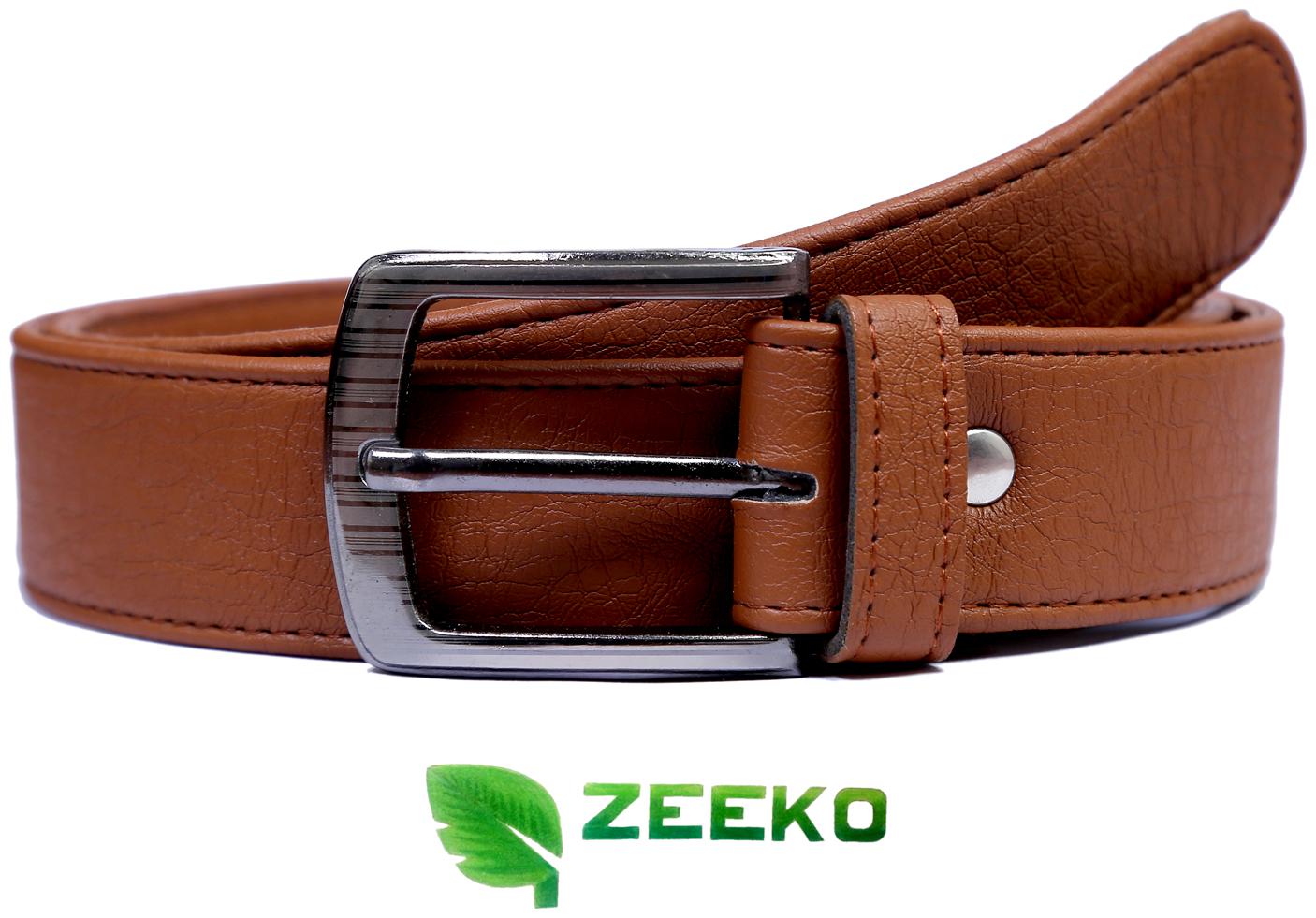 

Zeeko Men Artificial Leather Brown Textured Belt for casual and formal use (free size)