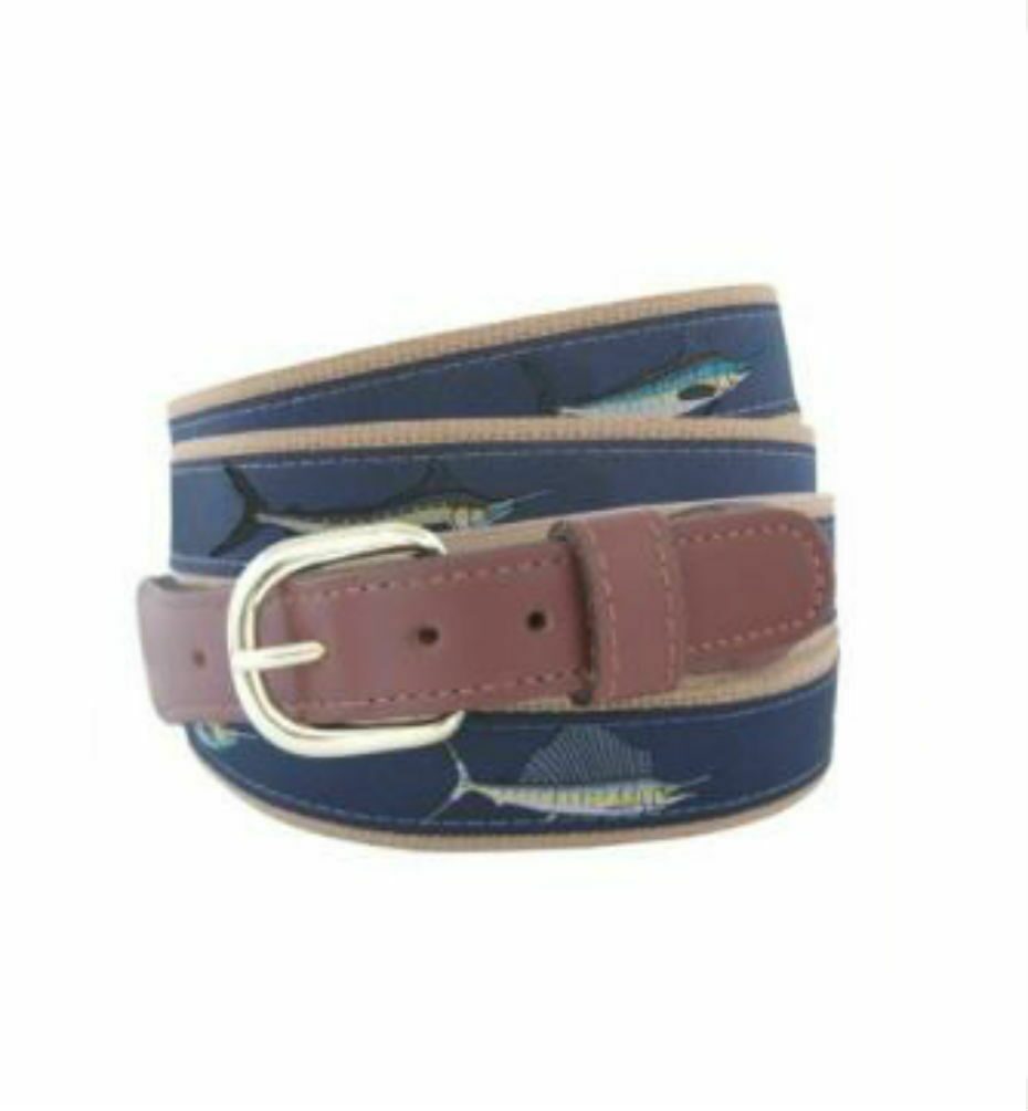 

Zep-Pro Embroidered Leather Canvas BILLFISH Slam RIBBON Belt Marlin Sailfish