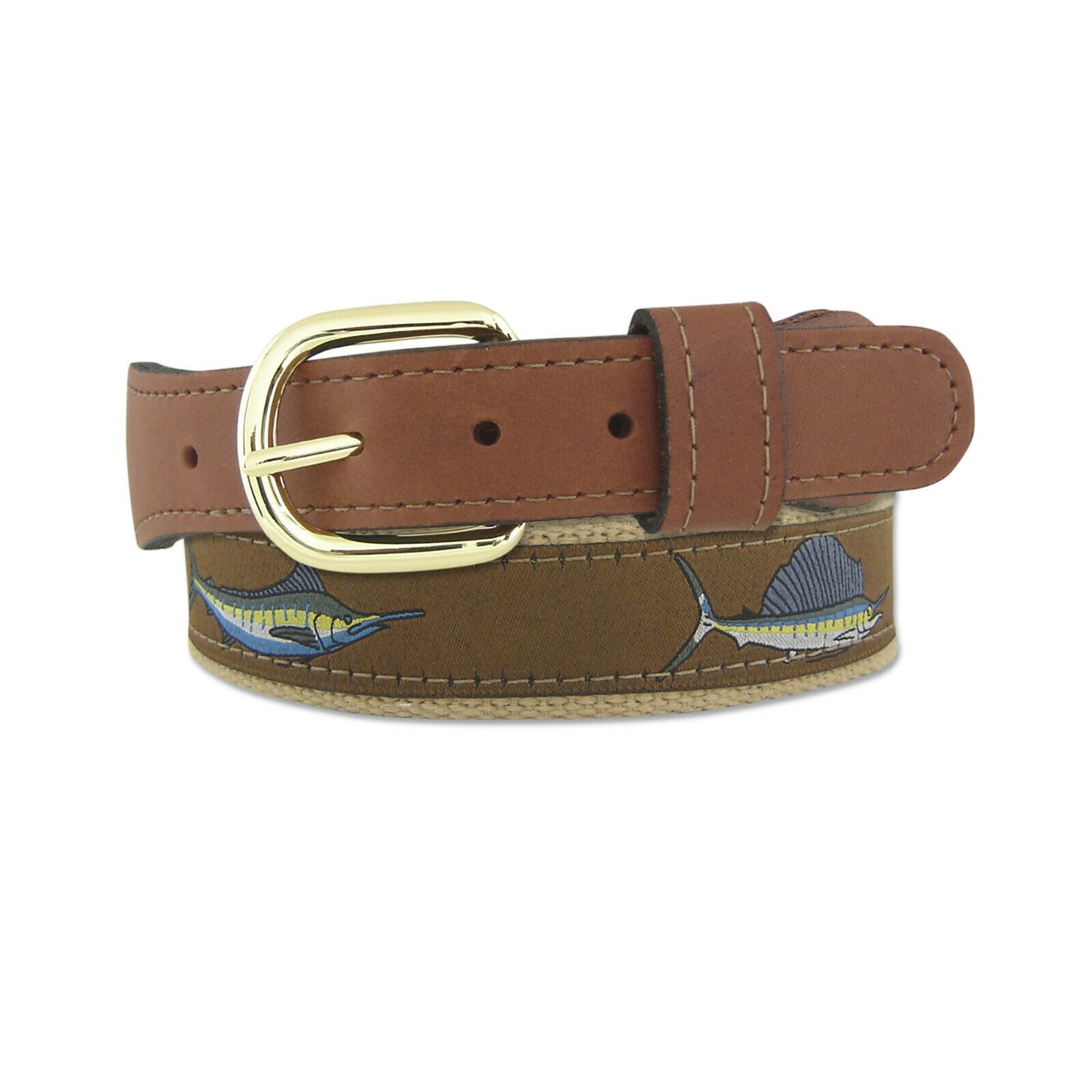 

Zep-Pro Embroidered Leather Canvas BILLFISH Slam RIBBON Belt Marlin Sailfish