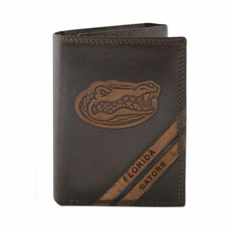 

ZEP-PRO FLORIDA GATORS Genuine Leather Debossed Wallet Checkbook or Trifold