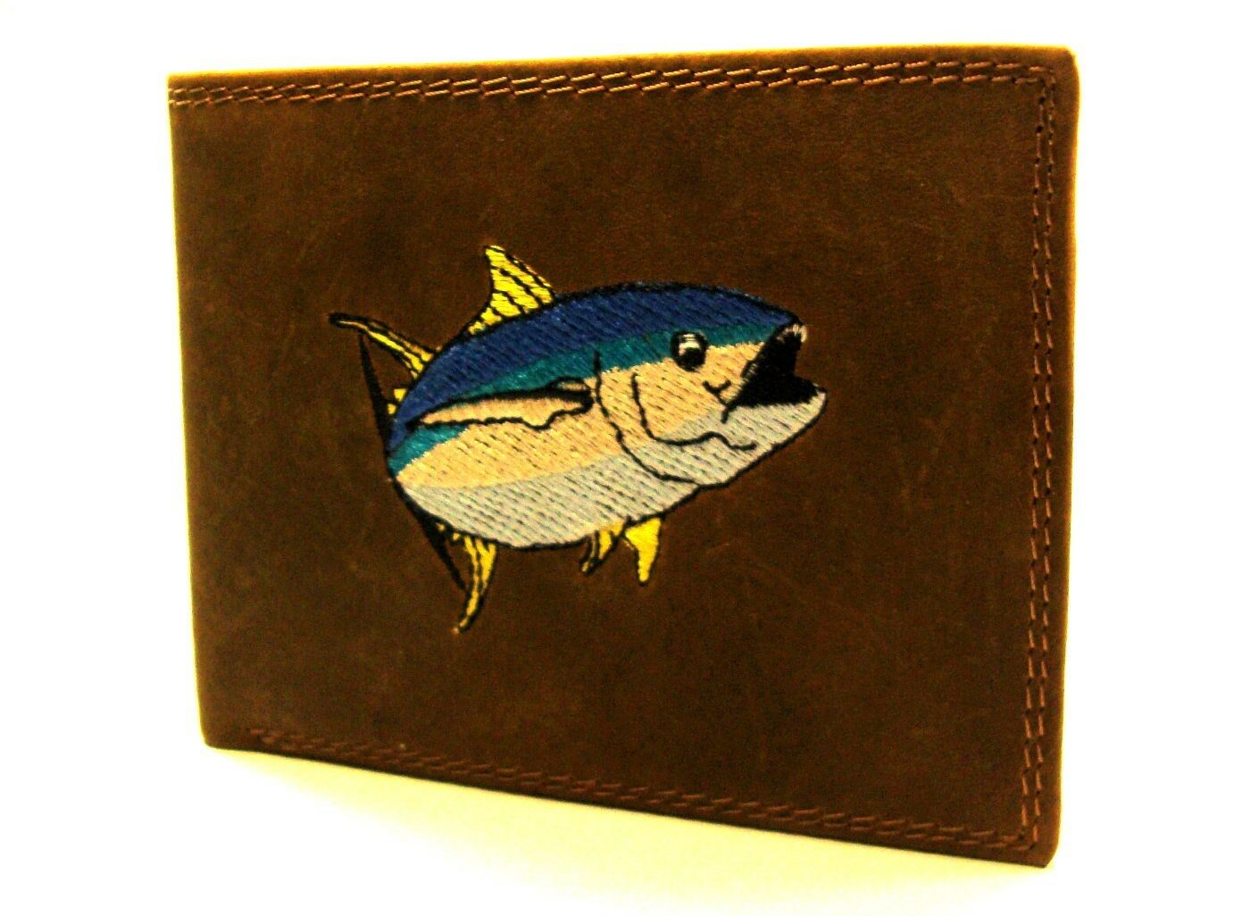 

ZEP-PRO Genuine Leather Embroidered TUNA Wallet Billfold Bi-fold Tri-fold