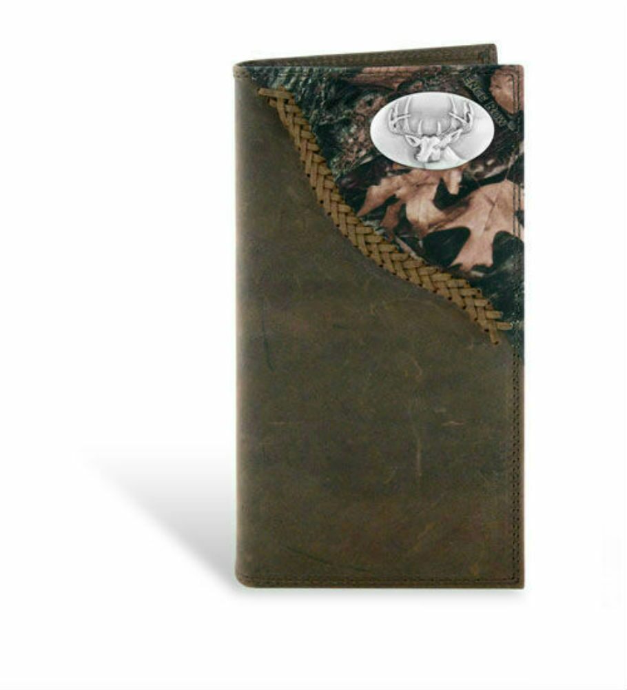 

ZEP-PRO Genuine Leather DEER BUCK Long Roper Wallet Checkbook Camo w gift box