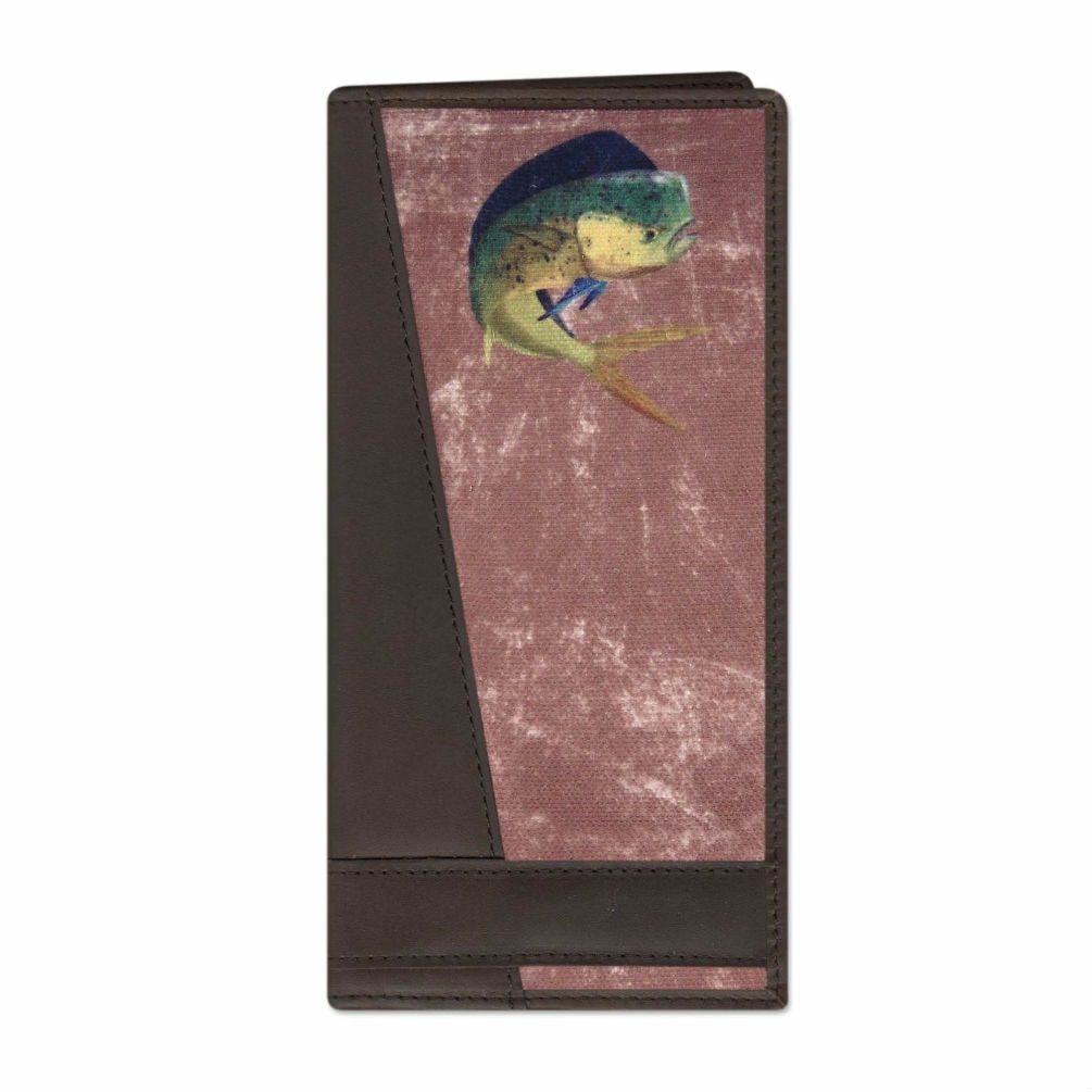 

ZEP-PRO Genuine Leather Long Roper Wallet Checkbook Bifold MAHI DOLPHIN MARLIN
