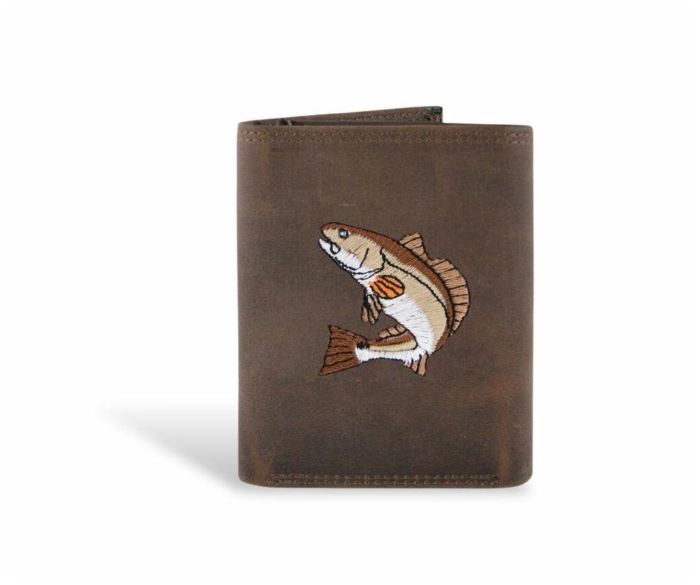 

ZEP-PRO Genuine Leather Embroidered MAHI DOLPHIN REDFISH MARLIN Wallet Tri-fold