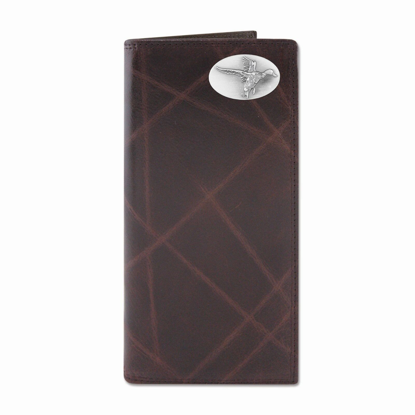 

ZEP-PRO Leather FLYING MALLARD DUCK Long Roper Wallet Checkbook BiFold w giftbox