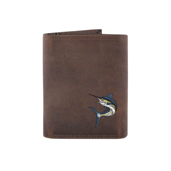 

ZEP-PRO Leather Embroidered DOLPHIN MARLIN TUNA SAILFISH Wallet Bifold Trifold