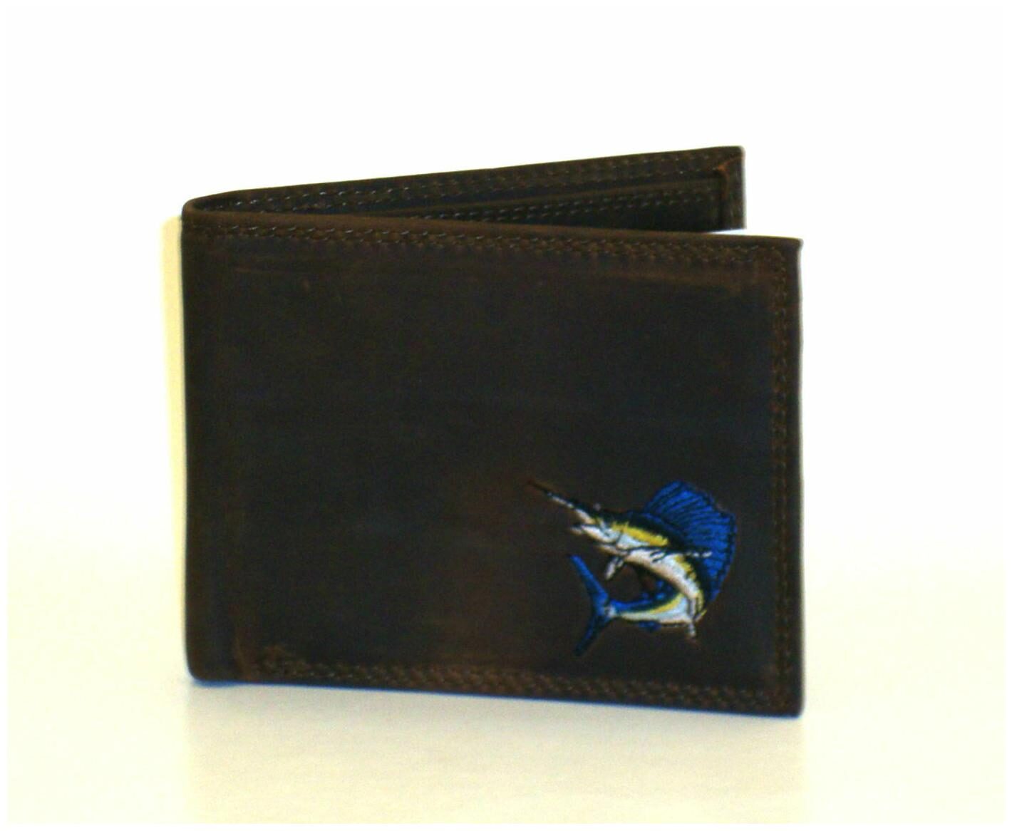 

ZEP-PRO Leather Embroidered SAILFISH Wallet Bifold or Trifold