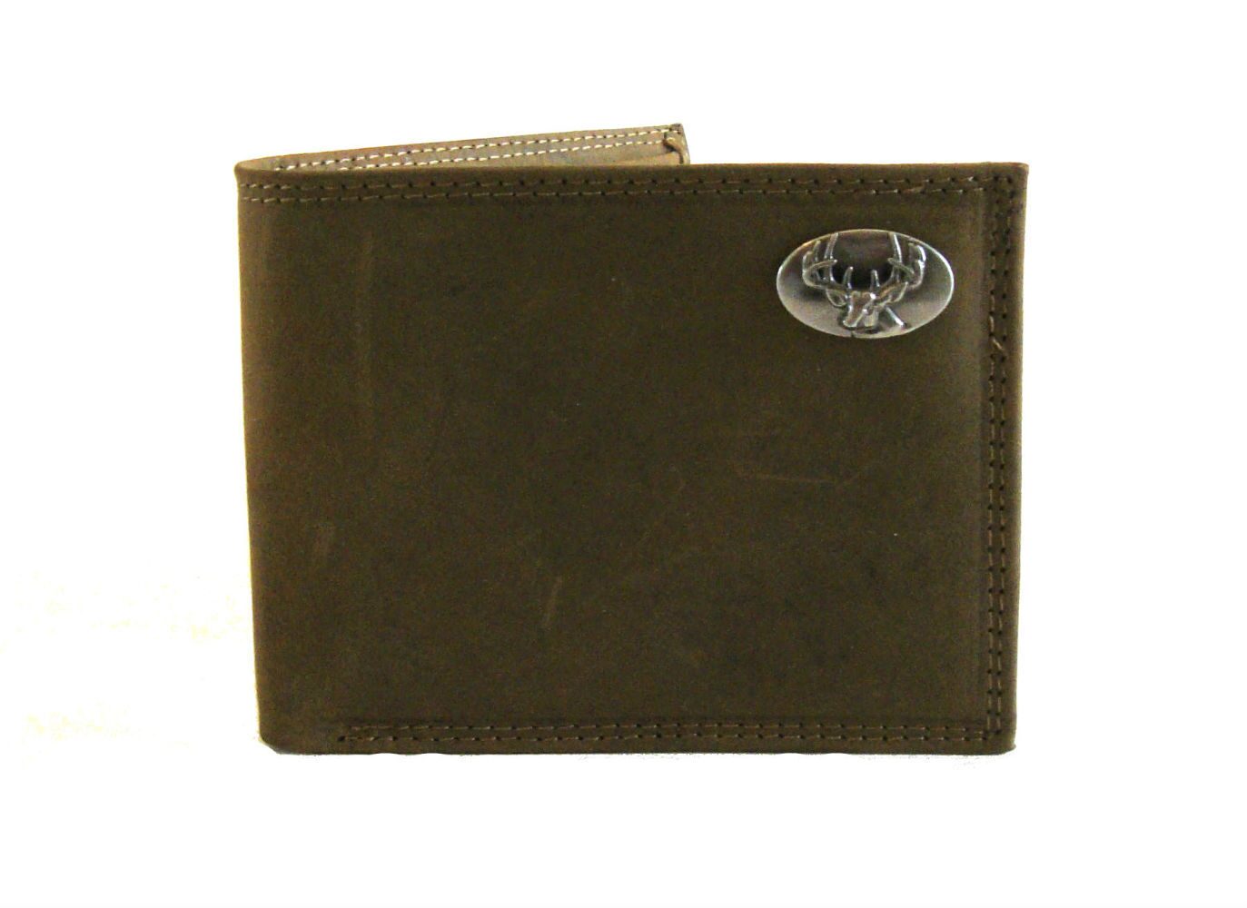 

ZEP-PRO Mens Genuine Leather DEER BUCK Bi-Fold Wallet Billfold Camo Brown