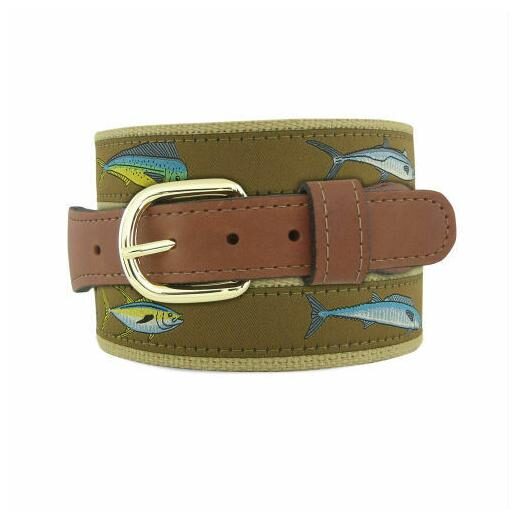 

Zep-Pro Mens Embroidered Leather Canvas OffShore Slam Belt Mahi Tuna King Wahoo