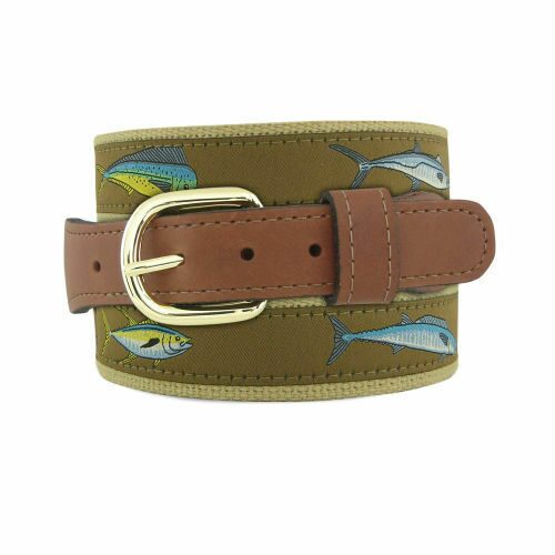 

Zep-Pro Mens Embroidered Leather Canvas OffShore Slam Belt Mahi Tuna King Wahoo