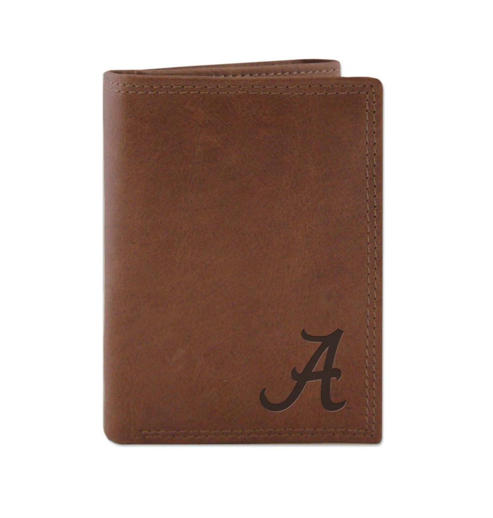 

ZEP-PRO NCAA U of Alabama Crimson Tide Leather Embossed Wallet Bifold or Trifold