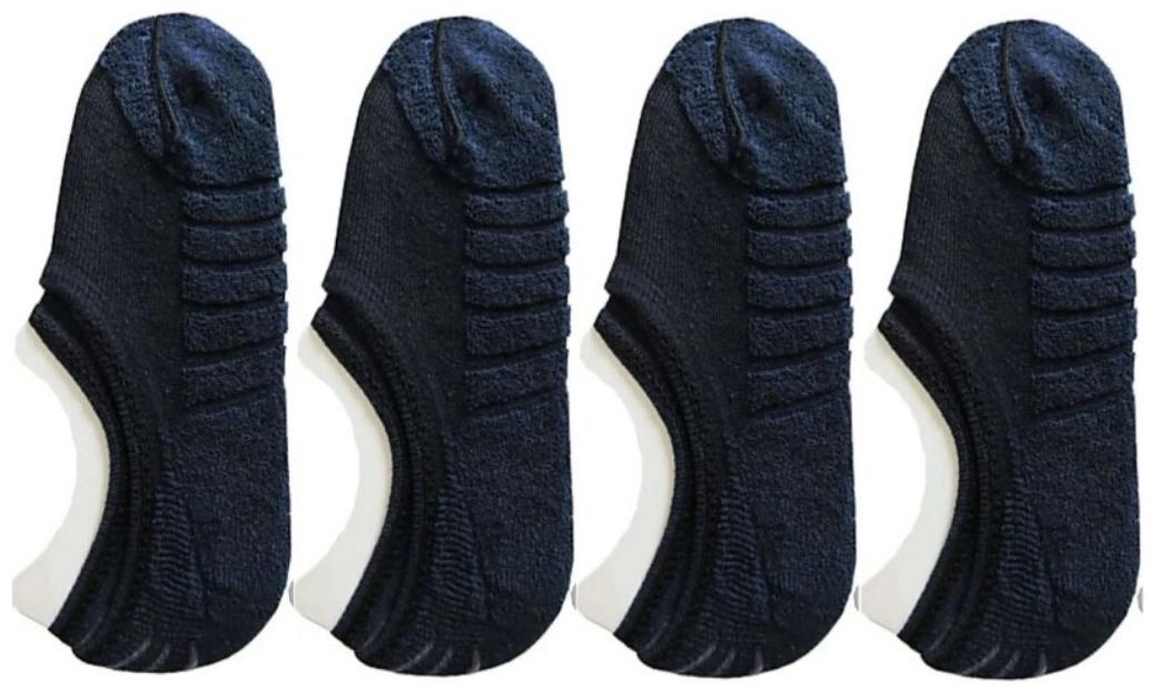 

ZUKUNFT FASHION Blue Cotton No show socks ( Pack of 4 )