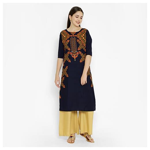 

1 Stop Fashion Women Blue Printed Regular Kurta