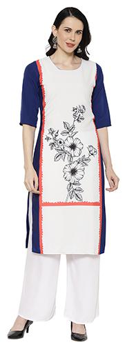 

1 Stop Fashion Women White Floral Regular Kurta