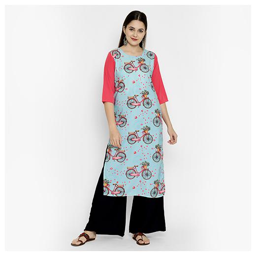 

1 Stop Fashion Women Blue Printed Regular Kurta