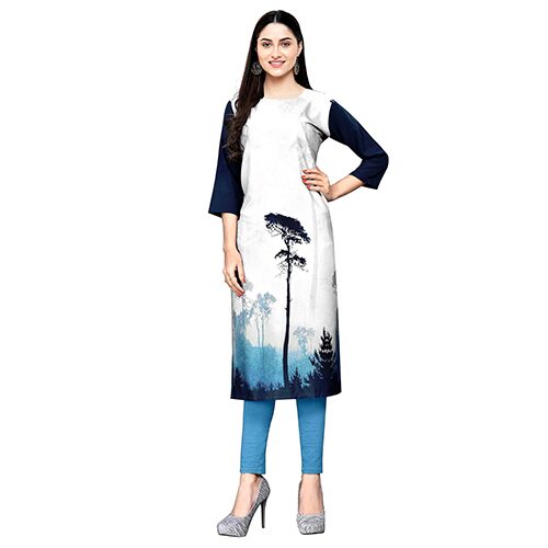 

1 Stop Fashion Women White Printed Straight Kurta