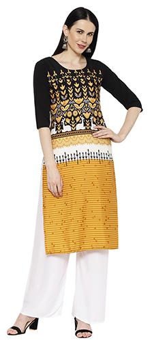 

1 Stop Fashion Women Black Printed Regular Kurta