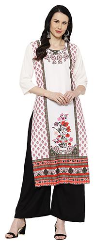 

1 Stop Fashion Women White Floral Regular Kurta