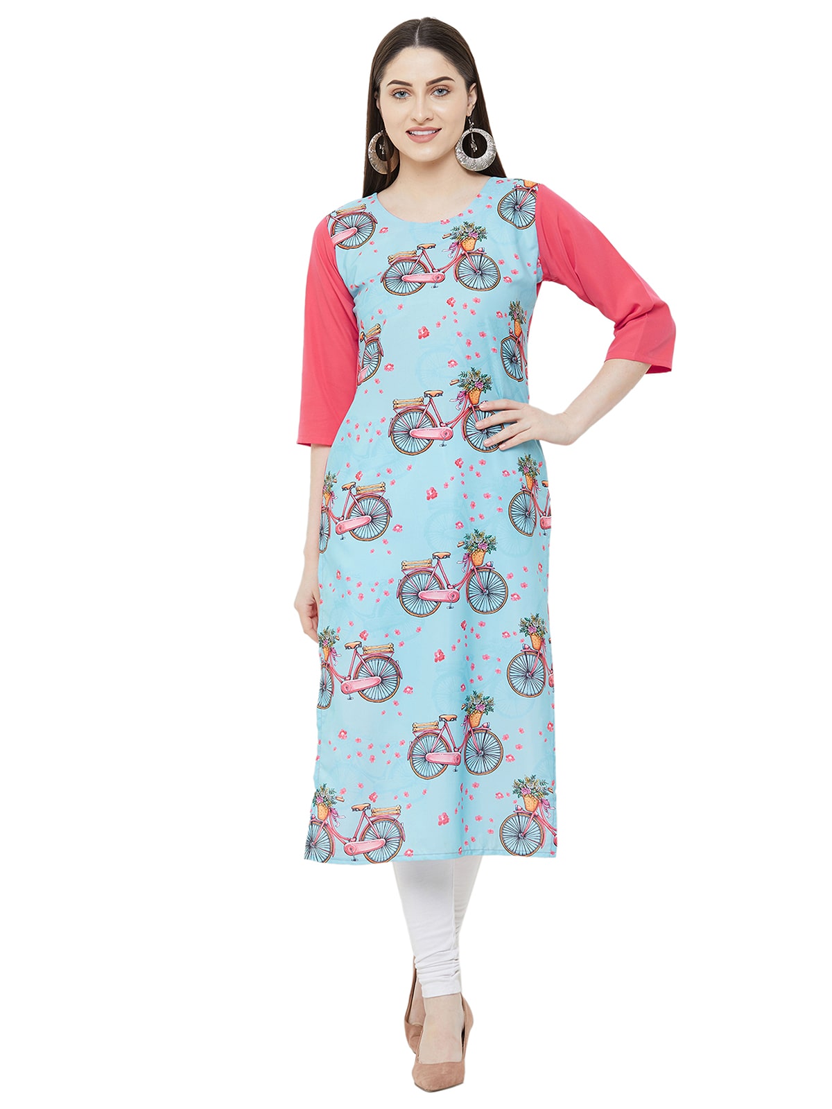 

1 Stop Fashion Women Blue Printed Straight Kurta