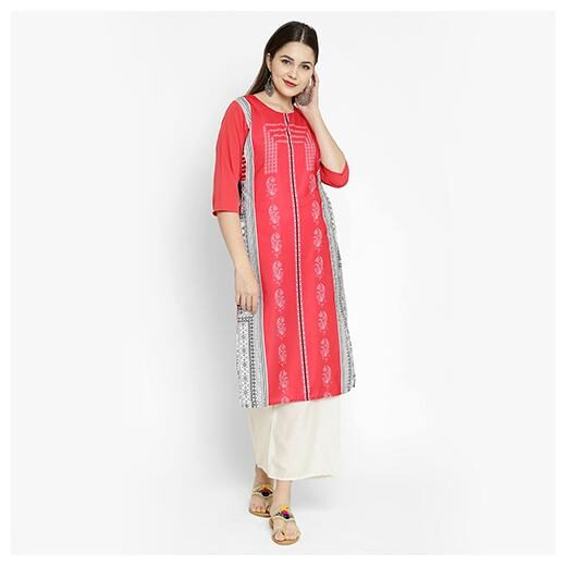 

1 Stop Fashion Women Pink Printed Regular Kurta