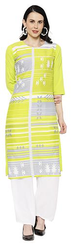 

1 Stop Fashion Women Yellow Printed Regular Kurta