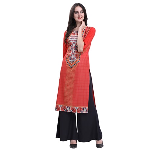 

1 Stop Fashion Women Red Printed Straight Kurta