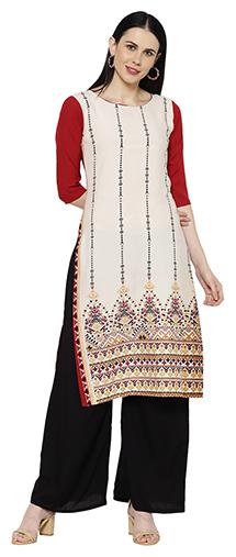 

1 Stop Fashion Women Cream Printed Regular Kurta