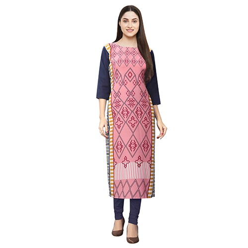 

1 Stop Fashion Women Pink Printed Straight Kurta