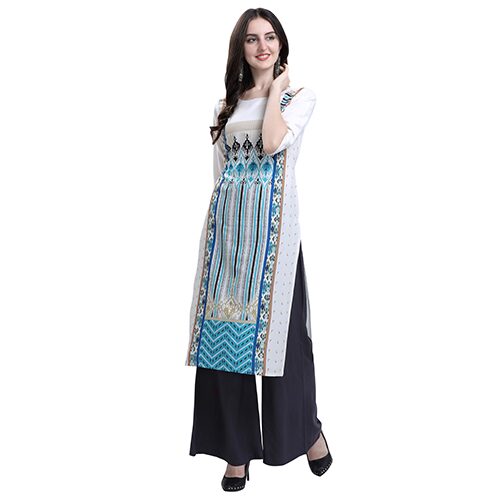 

1 Stop Fashion Women White Printed Straight Kurta