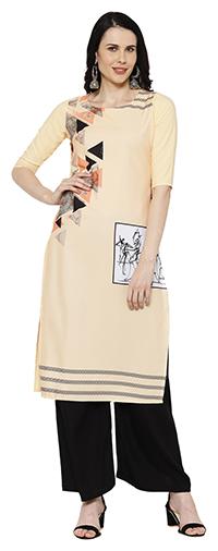 

1 Stop Fashion Women Cream Printed Regular Kurta
