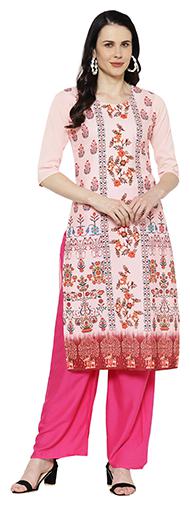 

1 Stop Fashion Women Pink Floral Regular Kurta