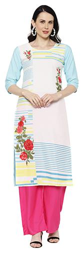 

1 Stop Fashion Women White Floral Regular Kurta