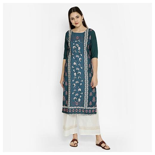 

1 Stop Fashion Women Grey Floral Regular Kurta