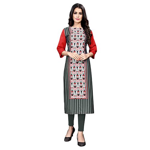 

1 Stop Fashion Women Black Printed Straight Kurta
