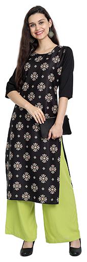 

1 Stop Fashion Women Black Floral Regular Kurta