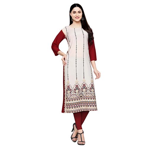

1 Stop Fashion Women White Printed Straight Kurta